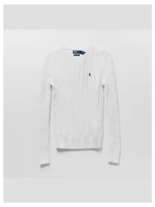 30 Points W Cable Knit Cotton Crew Neck Sweater White - POLO RALPH LAUREN - BALAAN 2