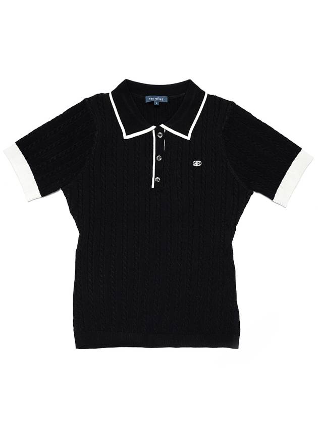 Cool Cable Tipping Knit Polo BLACK - TRIMERE - BALAAN 2