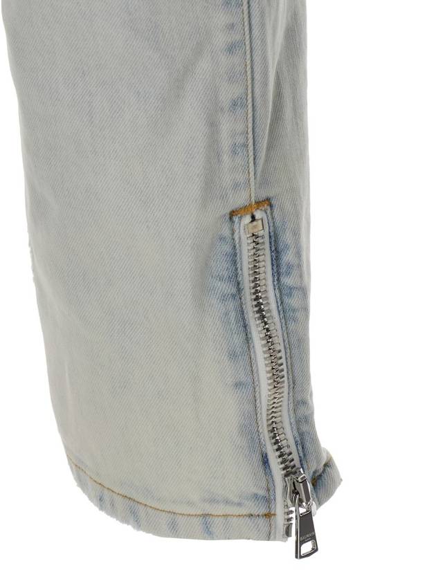 Light Blue Skinny Jeans With Logo Patch And Ribbed Knees In Stretch Cotton Denim Woman - BALMAIN - BALAAN 3