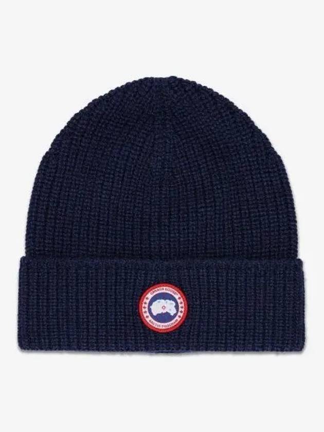 Logo Arctic Disc Rib Beanie Navy Heather - CANADA GOOSE - BALAAN 2