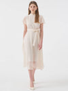 Ella Mock Neck Petal Sleeve Strap Long Dress Ivory - AME - BALAAN 3