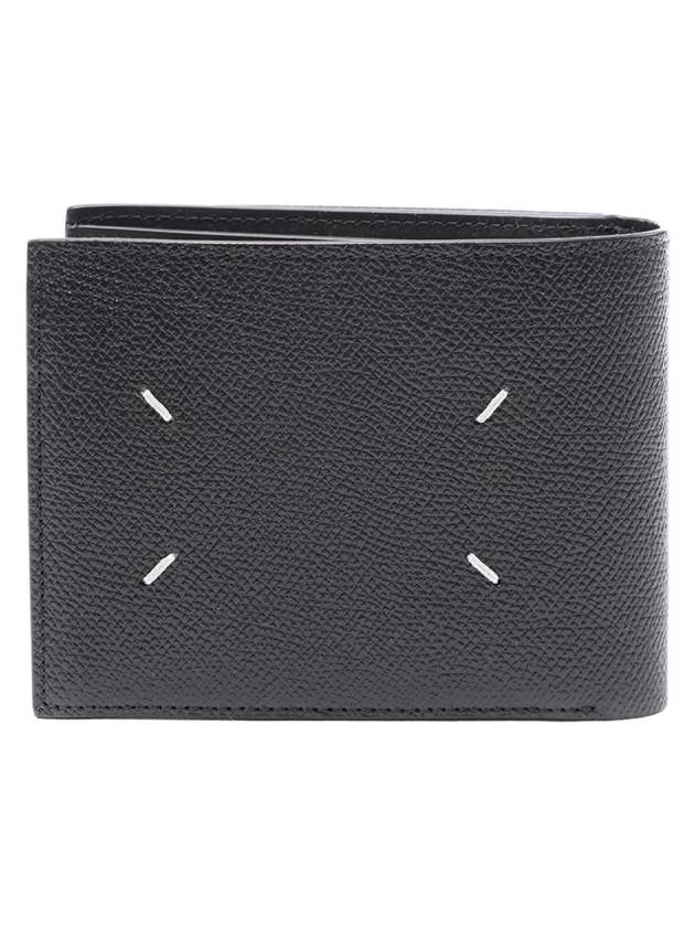 Stitched Logo Halfwallet Black - MAISON MARGIELA - BALAAN.