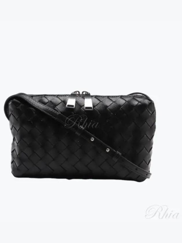 Intrecciato Leather Mini Cross Bag Black - BOTTEGA VENETA - BALAAN 2