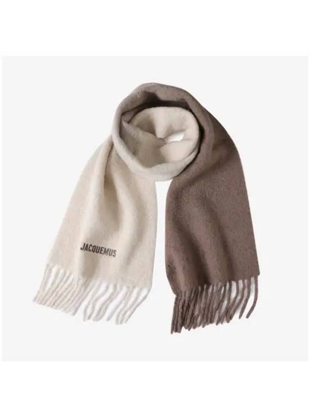 L'echarpe Moisson Embroidered Logo Alpaca Wool Muffler Beige - JACQUEMUS - BALAAN 4