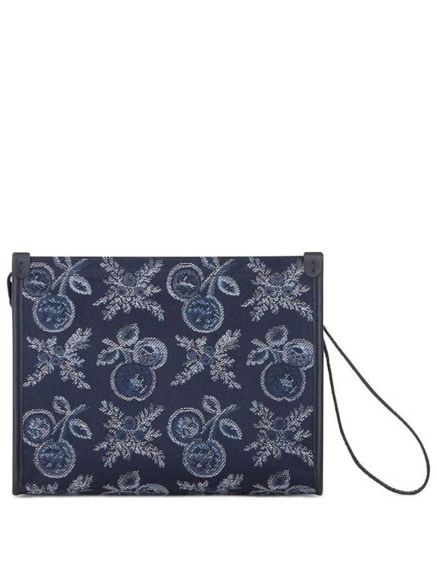 Embroided Logo Jacquard Clutch Bag Navy - ETRO - BALAAN 4