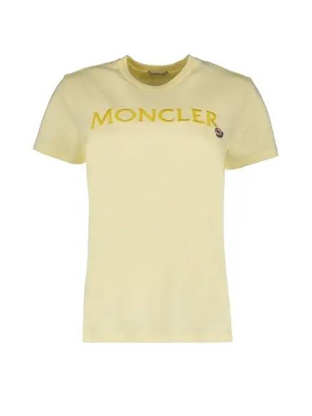 Women s Lettering Embroidery Logo Short Sleeve T Shirt Yellow 231118 - MONCLER - BALAAN 1