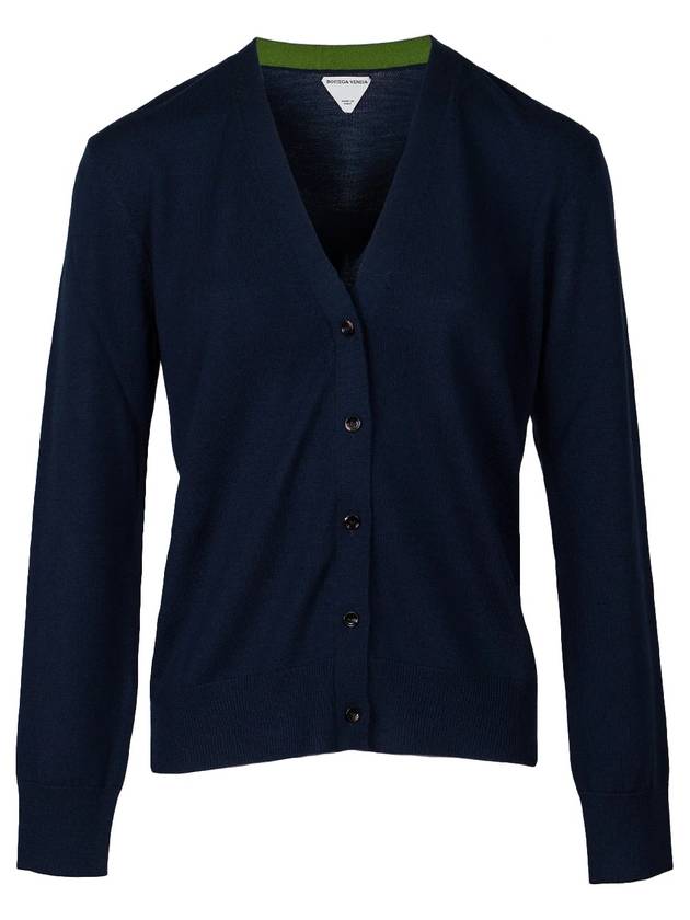 Wool knit cardigan midnight blue - BOTTEGA VENETA - BALAAN 2