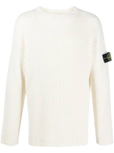 Compass Patch Crew Neck Knit Top White - STONE ISLAND - BALAAN 1