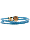 Medusa Braided Leather Bracelet Light Blue - VERSACE - BALAAN 5