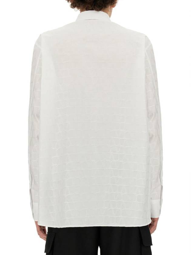 Men's Tulle Iconograph Pattern Cotton Poplin Long Sleeve Shirt White - VALENTINO - BALAAN 4