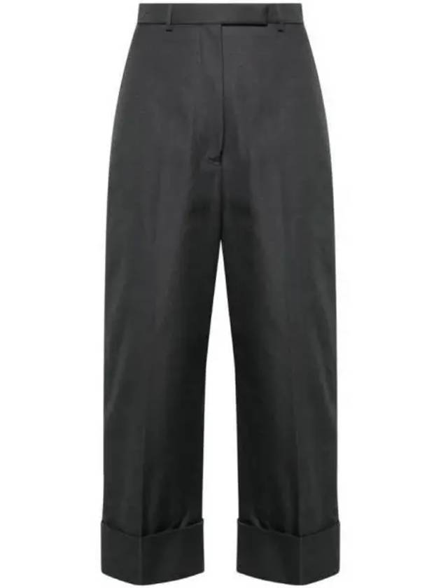 High Waist Cotton Canvas Straight Pants Dark Grey - THOM BROWNE - BALAAN 2