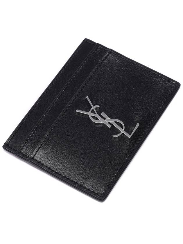 Monogram Card Case in Smooth Leather Black - SAINT LAURENT - BALAAN 6