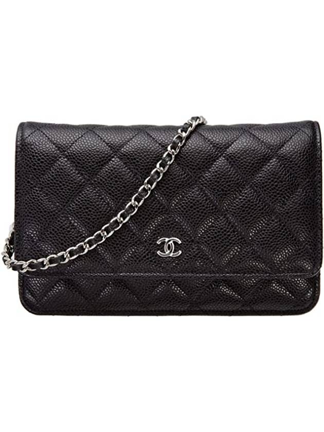 Classic Crossbag On Chain Grained Calfskin & Silver Black - CHANEL - BALAAN 1