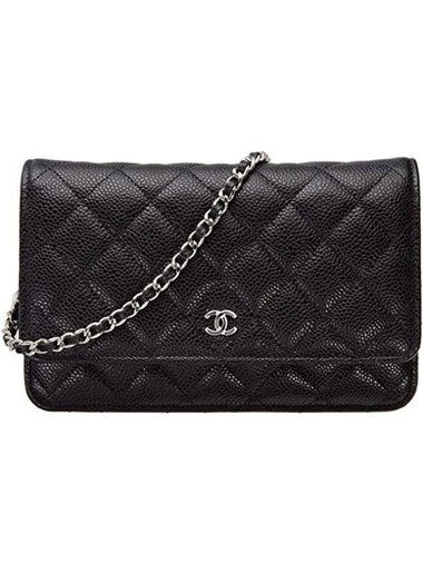 Classic Crossbag On Chain Grained Calfskin & Silver Black - CHANEL - BALAAN 1