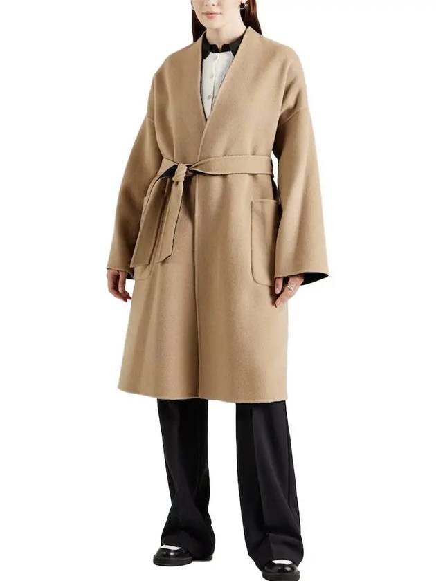 Georgia Belt Reversible Wool Single Coat Navy - MAX MARA - BALAAN 4