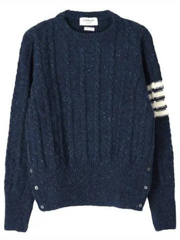 Diagonal stripe Donegal twist cable knit - THOM BROWNE - BALAAN 1