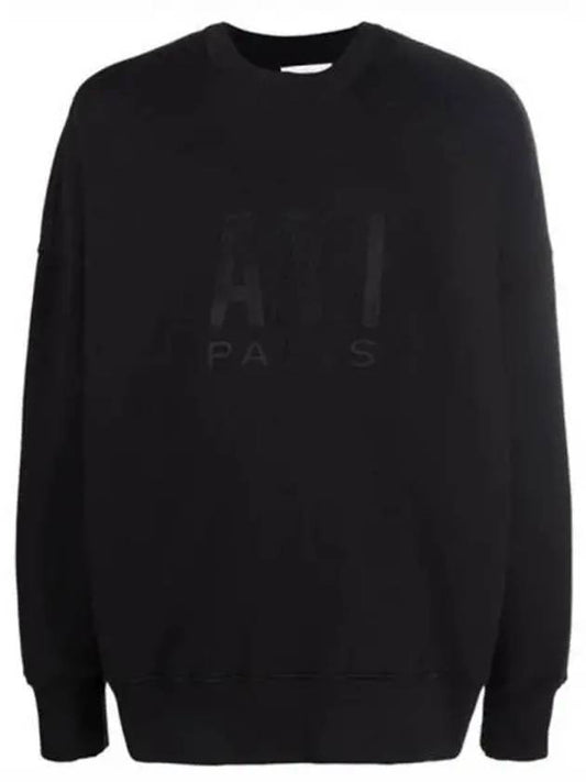 Embroidered logo sweatshirt black - AMI - BALAAN 2