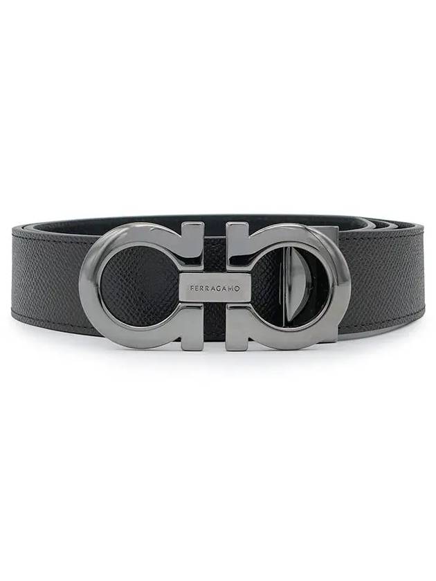 Gancini Reversible Adjustable Leather Belt Black - SALVATORE FERRAGAMO - BALAAN 3