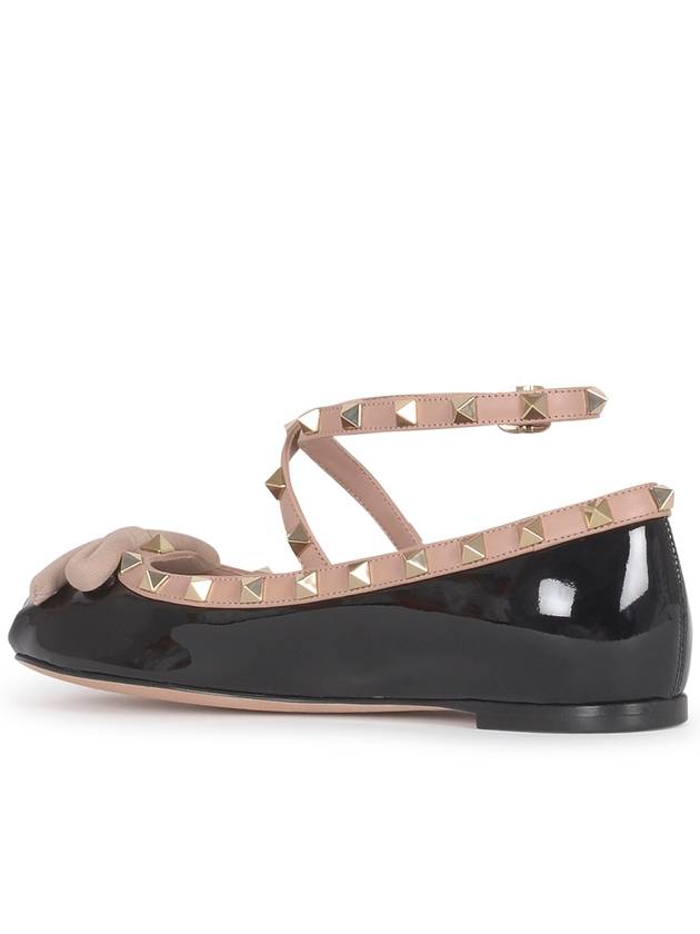 Rockstud Patent Leather Ballerina Black - VALENTINO - BALAAN 4