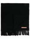 Logo Wool Fringe Scarf Black - ACNE STUDIOS - BALAAN 2