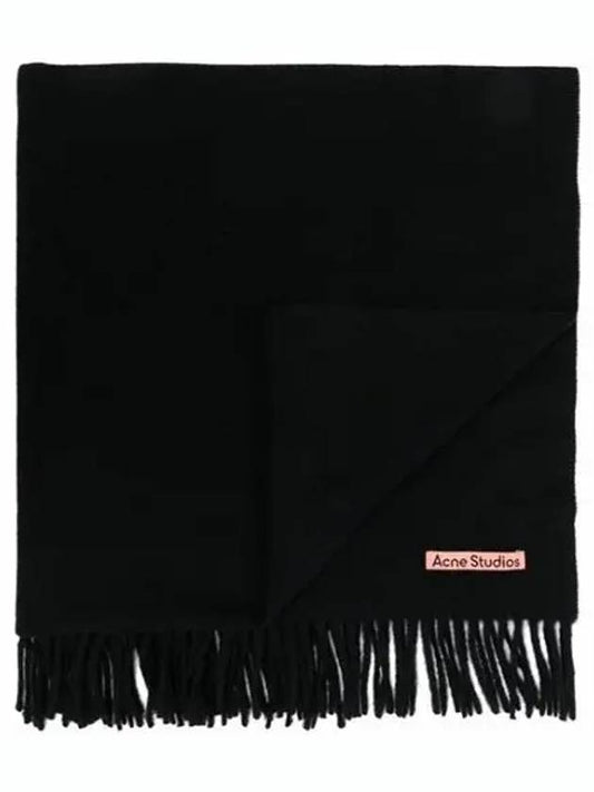 Logo Wool Fringe Scarf Black - ACNE STUDIOS - BALAAN 2