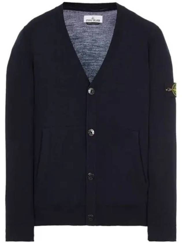 Wappen Patch V-Neck Wool Cardigan Navy - STONE ISLAND - BALAAN 2