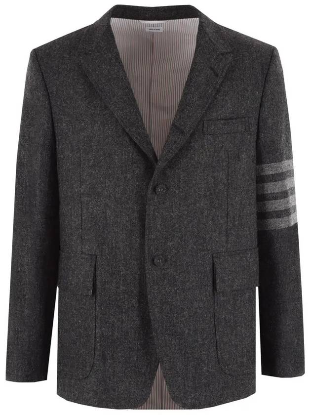 Donegal Tweed 4 Bar Single Breasted Blazer Jacket Grey - THOM BROWNE - BALAAN 2