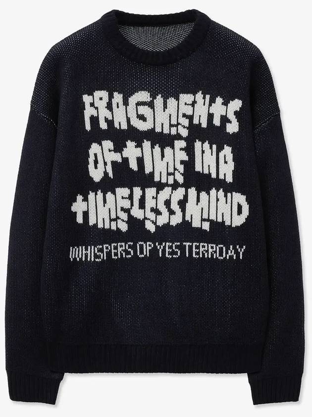 Timeless jacquard lettering knit navy white - BLONDNINE - BALAAN 4