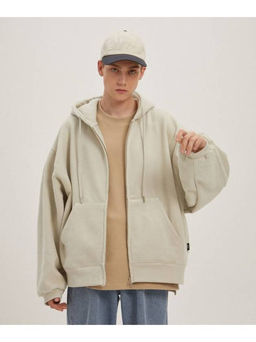 Peach Skin Balloon Over Zip Up Hoodie Cream - MOO - BALAAN 1