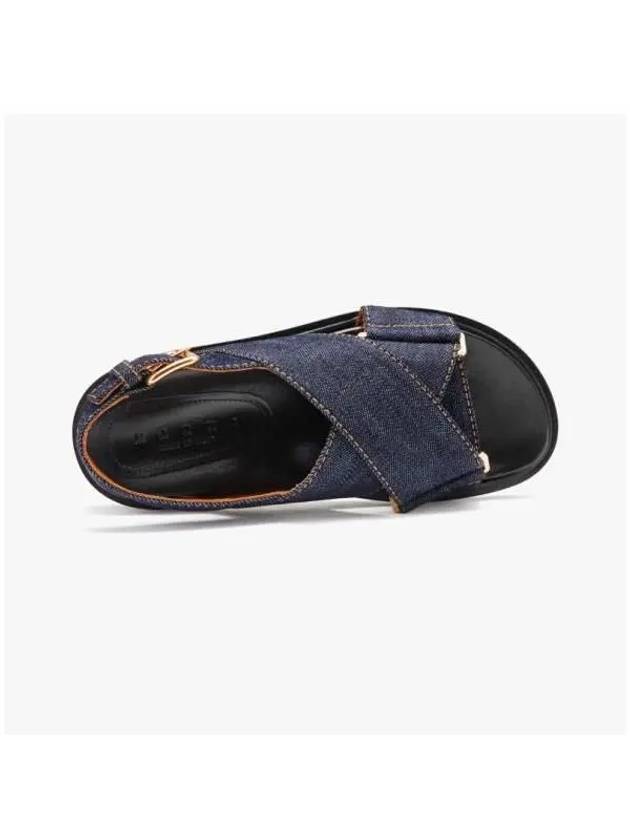 Fussbet Buckle Denim Sandals Navy - MARNI - BALAAN 4