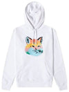 Men's Vibrant Fox Head Hoodie White - MAISON KITSUNE - BALAAN 1