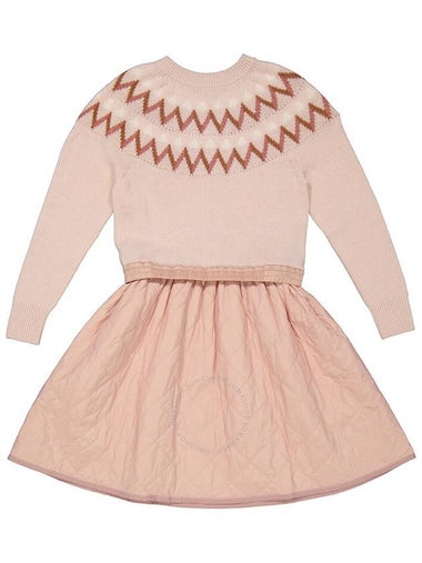 Moncler Girls Light Pink Fair Isle-knit Dress, Size 10Y - MONCLER - BALAAN 1