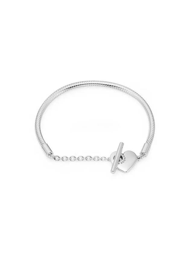 Heart T Bar Snake Chain Bracelet Silver - PANDORA - BALAAN 2