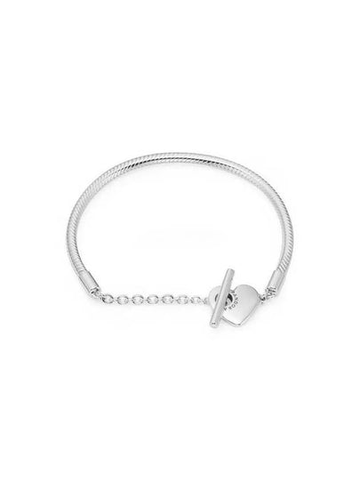 Heart T Bar Snake Chain Bracelet Silver - PANDORA - BALAAN 2