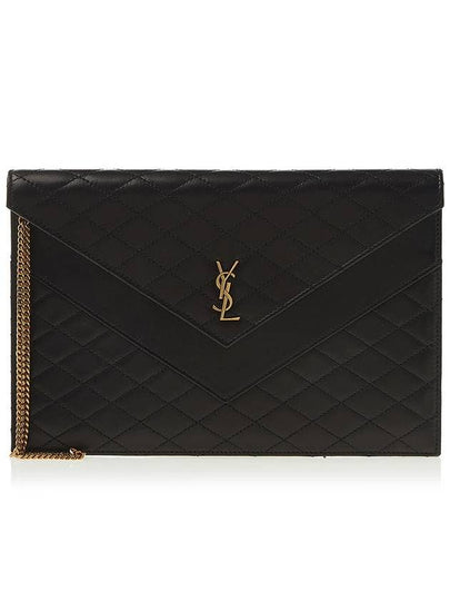 Gabi Quilted Leather Clutch Bag Black - SAINT LAURENT - BALAAN 2