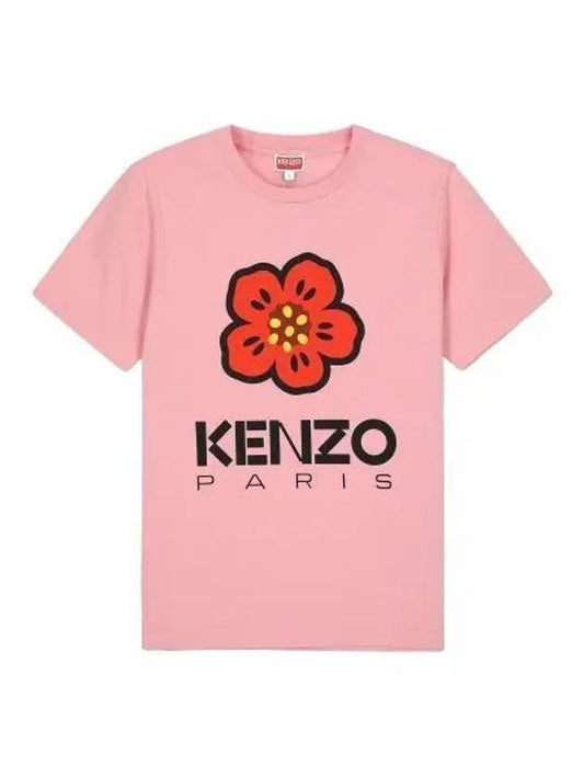 Flower logo short sleeve t shirt pink - KENZO - BALAAN 1