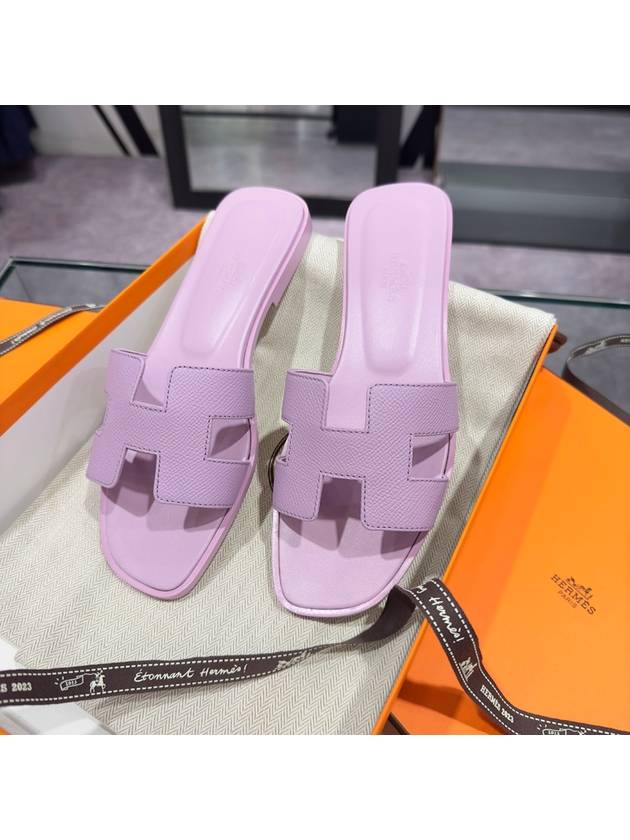Women's Oran Sandals Calfskin Absong Violet Purple - HERMES - BALAAN 4