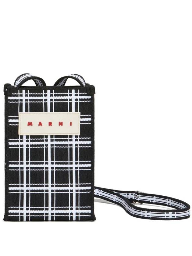 Plaid Logo Patch Checked Cross Bag Black - MARNI - BALAAN 1