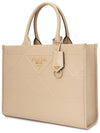 Top Stitching Medium Leather Symbole Tote Bag Beige - PRADA - BALAAN 3