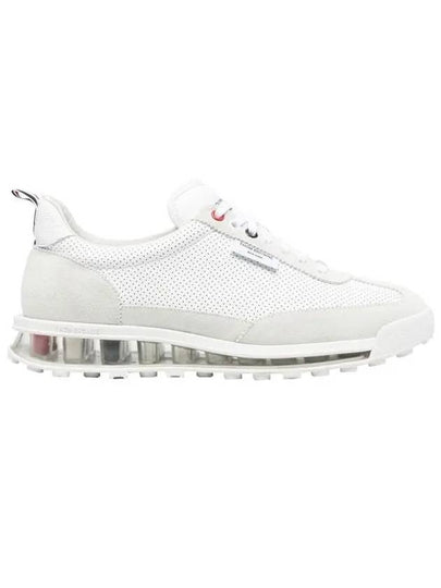 Vitello Calf Leather Clear Sole Tech Runner Sneakers White - THOM BROWNE - BALAAN 2