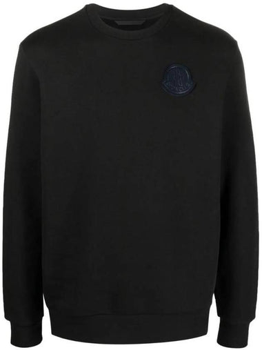 Men's Logo Crew Neck Cotton Fleece Sweatshirt Black - MONCLER - BALAAN 1