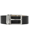 Square Buckle Check Reversible Coated Fabric Leather Belt Beige - BURBERRY - BALAAN 4