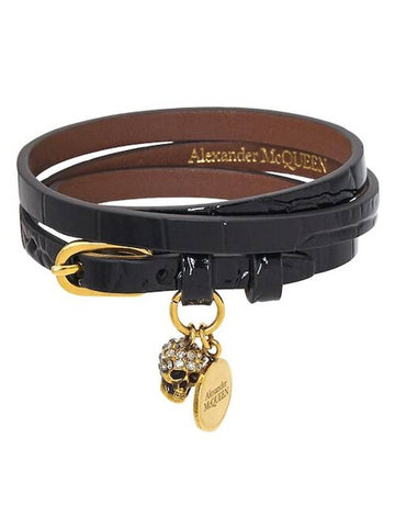 Skull Double Wrap Bracelet Black - ALEXANDER MCQUEEN - 1