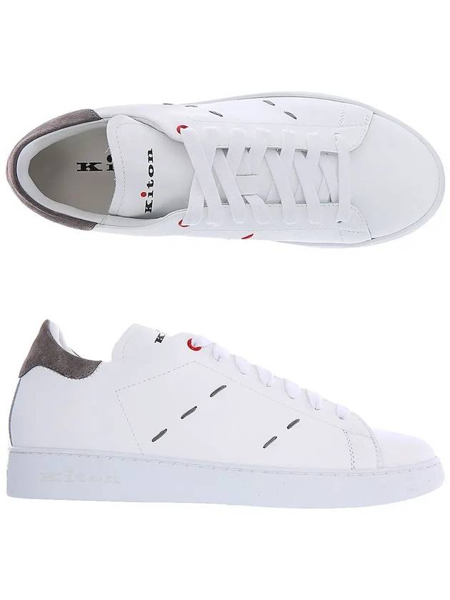 Stitched Leather Low Top Sneakers White - KITON - BALAAN 2