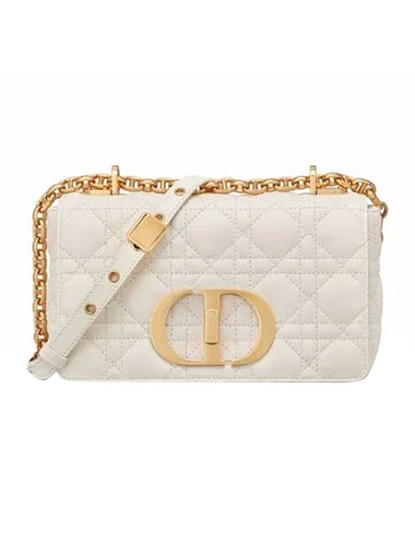 Supple Cannage Small Calfskin Caro Shoulder Bag Ivory - DIOR - BALAAN 1