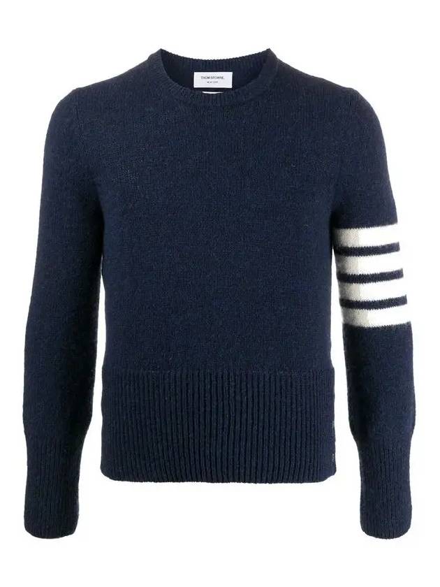 Diagonal Striped Mohair Wool Knit Top Navy - THOM BROWNE - BALAAN 2