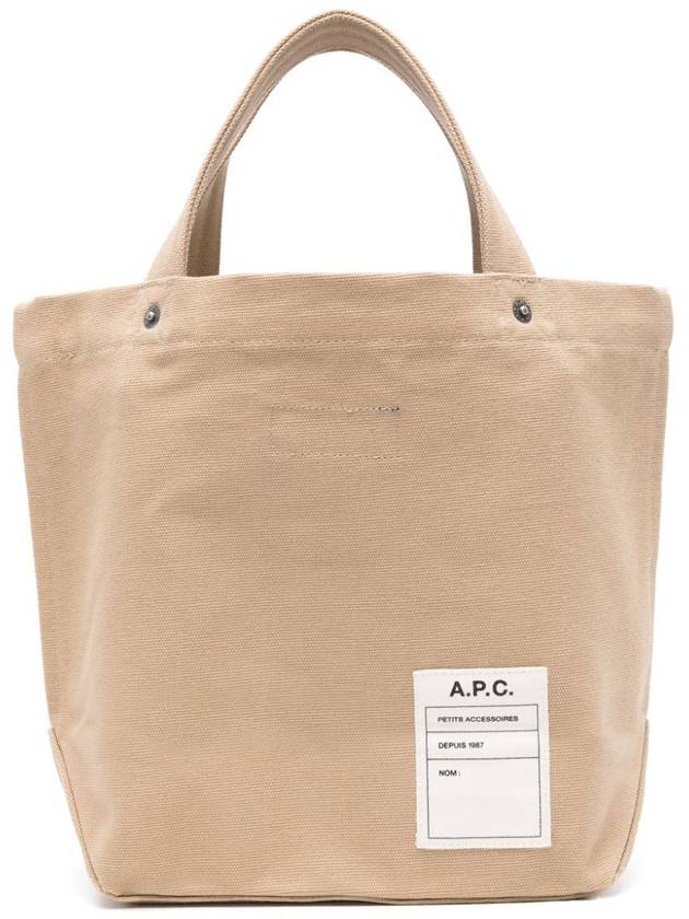 Small Horizontal Heavyweight Canvas Tote Bag Sand - A.P.C. - BALAAN 6