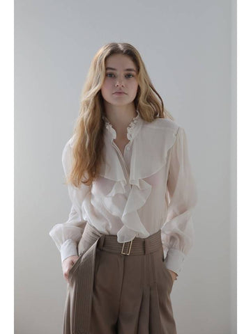 Cotton Silk Ruffle Blouse - CAHIERS - BALAAN 1