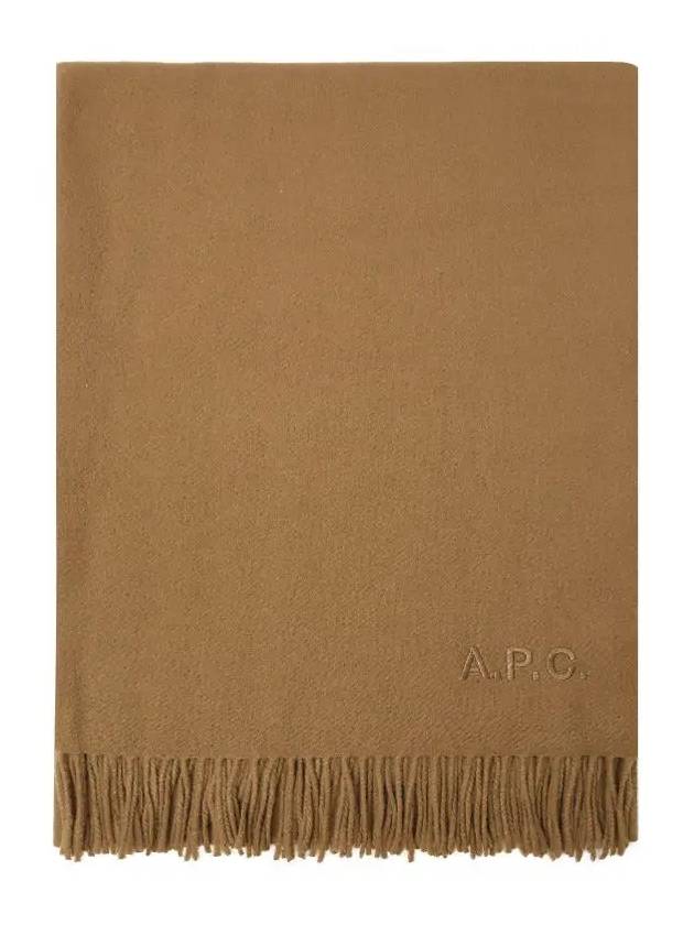 signature logo embroidered wool muffler camel - A.P.C. - BALAAN.