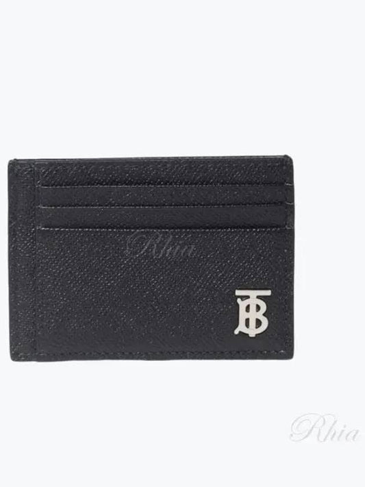 TB Money Clip Grainy Leather Card Wallet Black - BURBERRY - BALAAN 2